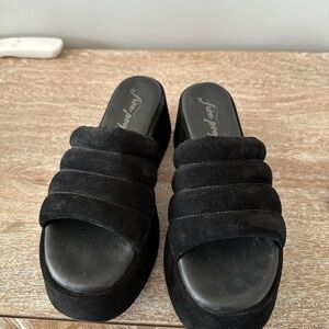 Free People Black Suede Mules
